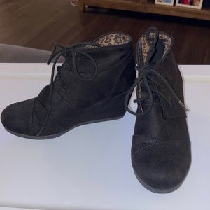 Black Wedge Booties